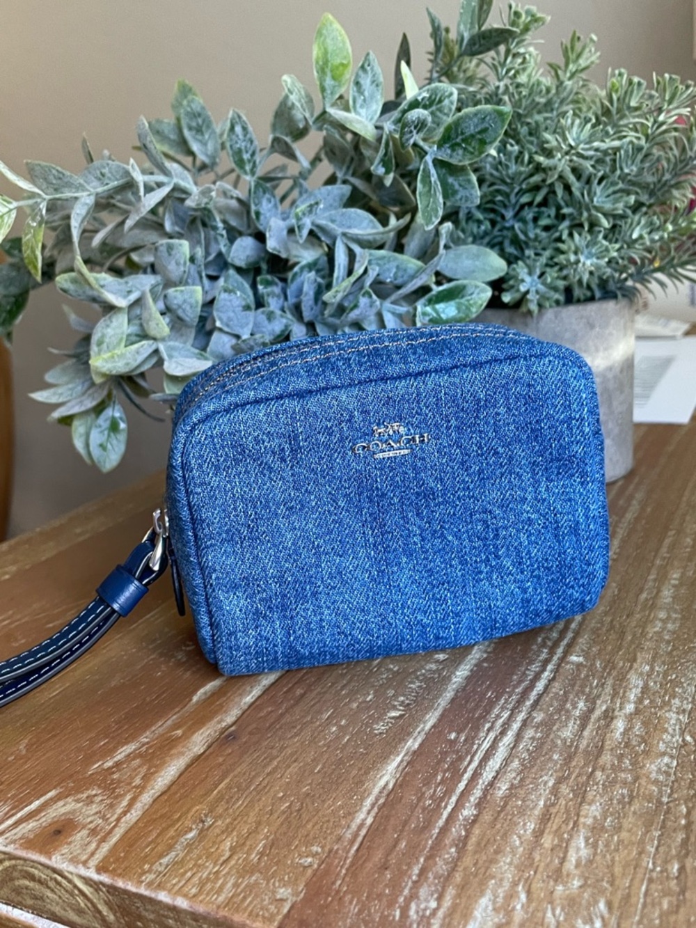Coach Denim Wristlet NWT - Picture 2 of 9